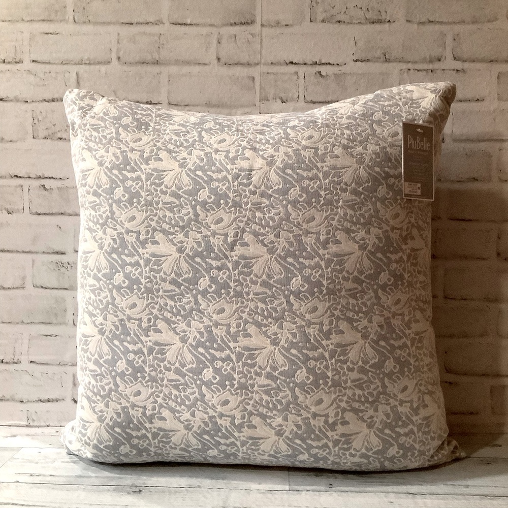 PiuBelle  24X24 Blue Lottie Cotton Pattern Pillow